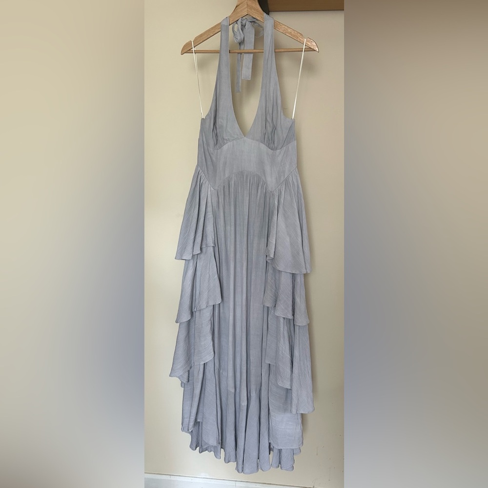 Free People Light Blue Halter Maxi Dress with Ruffles Prom/Wedding Small